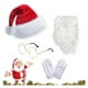thumbnail image 1 of Gorro navideño, disfraz de Papá Noel, gorro navideño de peluche rojo, barba blanca, gafas, guantes, conjunto festivo, 1 of 5