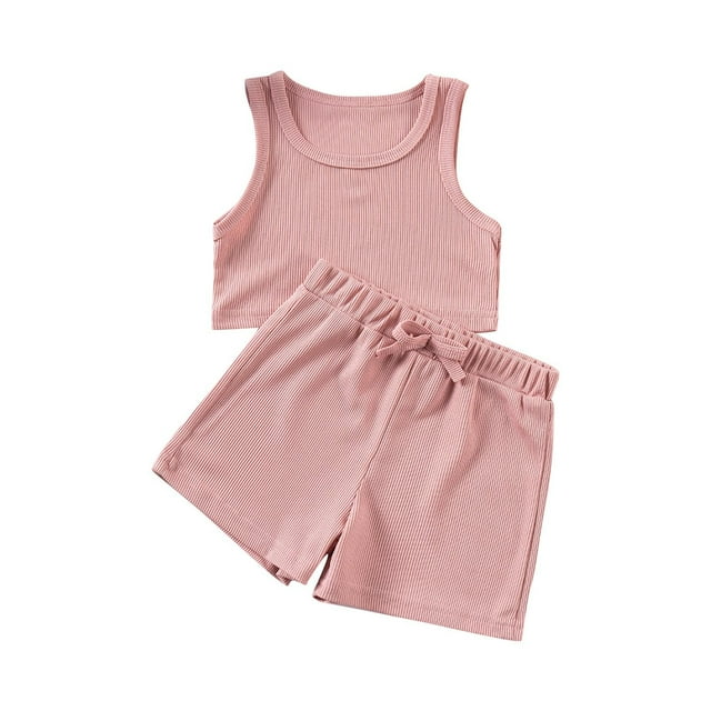 aidice Vêtements pour Bébé Fille Débardeurs Courts à Col Rond Shorts à Cordon Ensembles d'Été en Coton Confortables et Amples