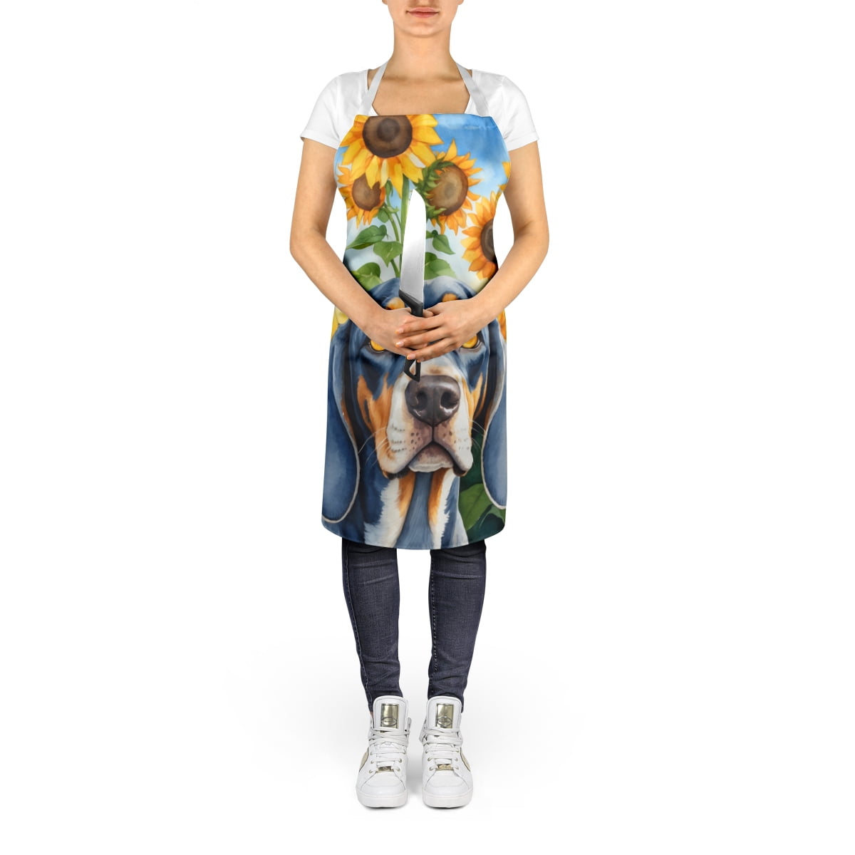 Bluetick Coonhound in Sunflowers Apron 27 in x 30 in