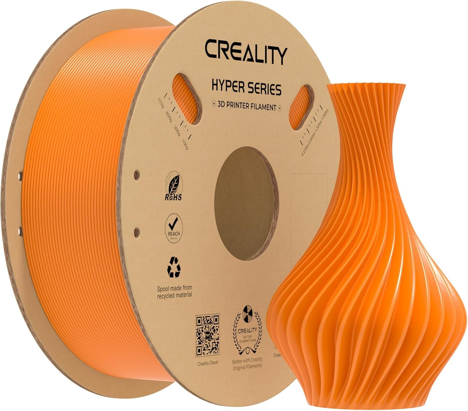 Creality Hyper PLA 3D Printer Filament 600mm/s High-Speed +/-0.03mm For Creality K1 Max Ender-5 S1 Anycubic Prusa Bambu Orange 12 Unit per pack