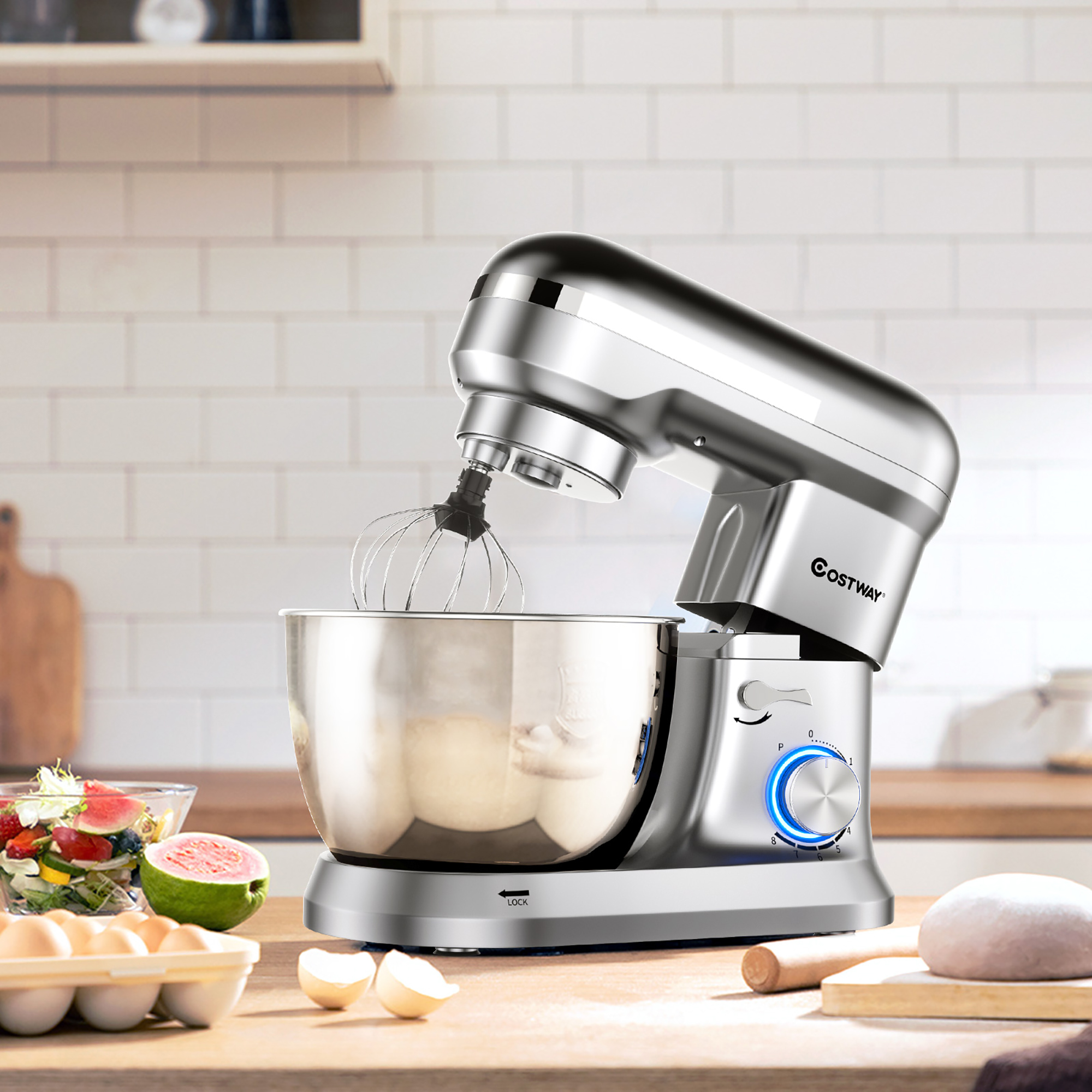 Costway 4.8 QT Stand Mixer 8-speed Electric Food Mixer w/Dough Hook Beater - image 2 of 10