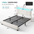 thumbnail image 2 of EnHomee Full Bed Frame with Storage Shelf Upholstered Platform Bed Frame with LED Lights Metal Bed Frame with Charge Station, Beige, 2 of 7