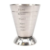 Huayishang Water Bottle Measuring Cup Cocktail Jigger Stainless Steel Graduated Cup for Liquid or Dry Mini Shot Glass up to 2.5Oz 75Ml Silver, Kitchen Essentials Clearance Sale Silver