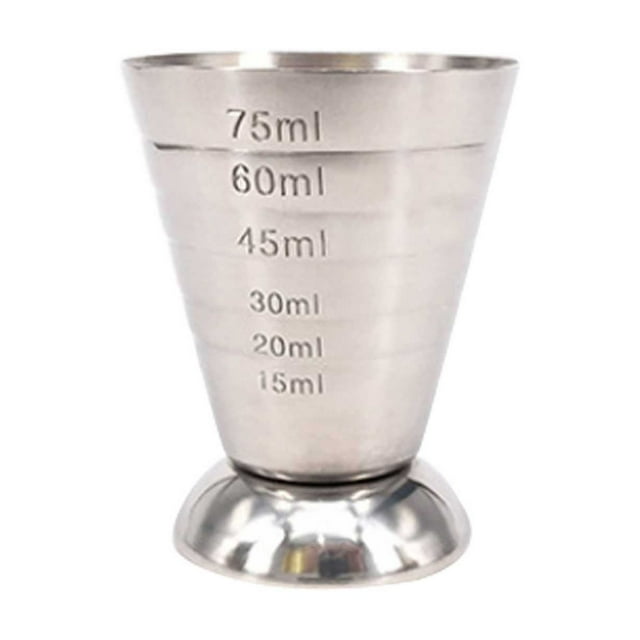Moins de 5 Verres&Bouteille Tasse à Mesurer Cocktail Jigger Tasse Graduée en Acier Inoxydable pour Verre à Shot Liquide Ou Sec jusqu'à 2.5oz 75ml Argent