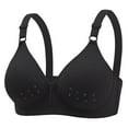 thumbnail image 2 of WREESH Womens Bras Non Magnetic and Non Steel Ring Gathered Bra with Thin Cup and Adjustable Lace Bra Underwear Black, 2 of 4