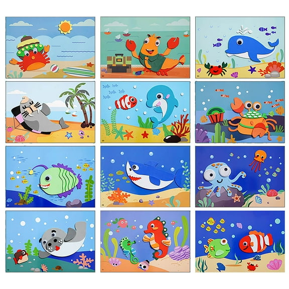 3D Foam DIY Art Craft Set for Kids, Educational Creative Sticker Painting Kit for Preschool Learning, Sensory Hand-eye Coordination Art Toy for Boys and Girls, Classroom Activity and Birthday Gift