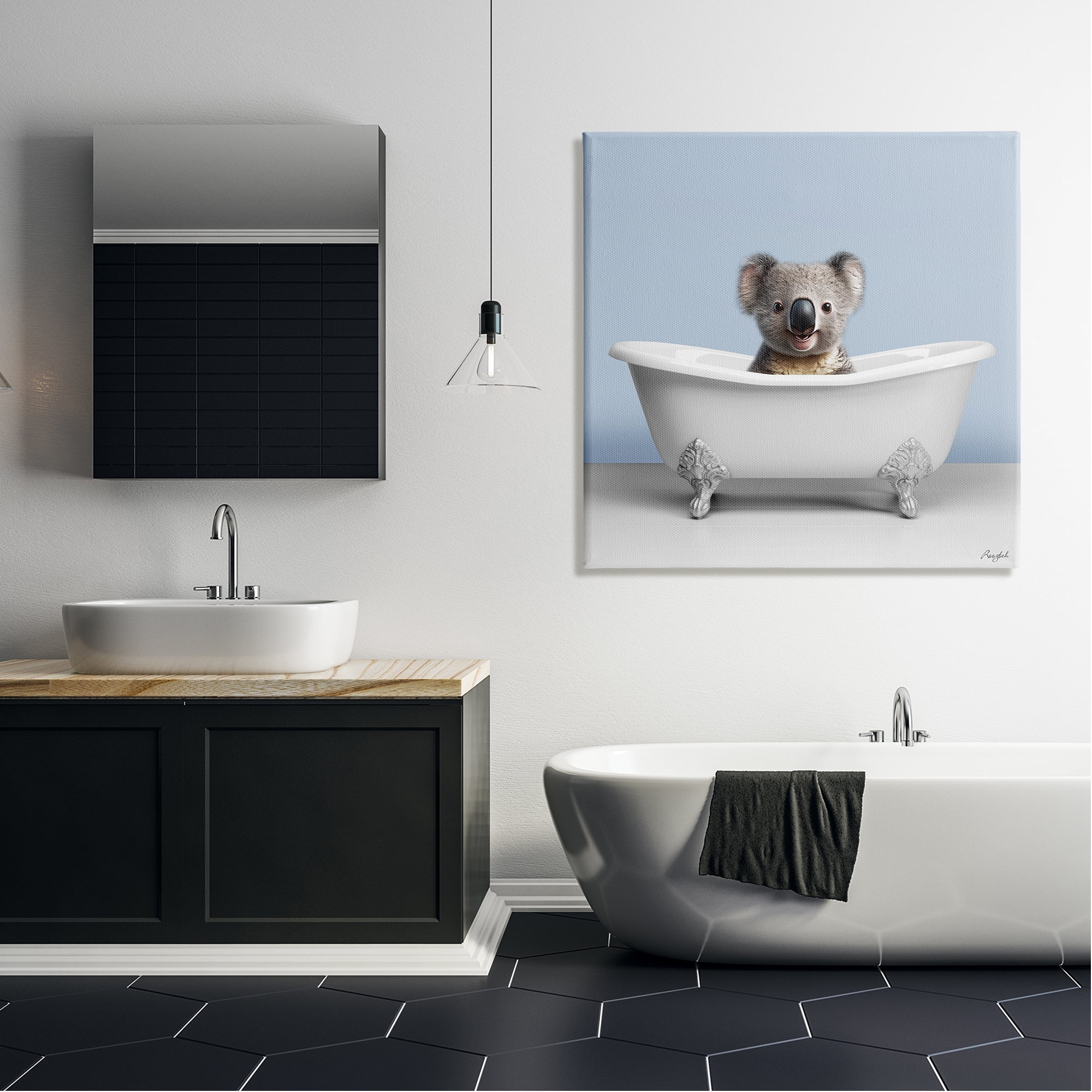 Stupell Industries Baby Koala in Bathtub Animals & Insects Painting Gallery Wrapped Canvas Art Print Wall Art, 36 x 36