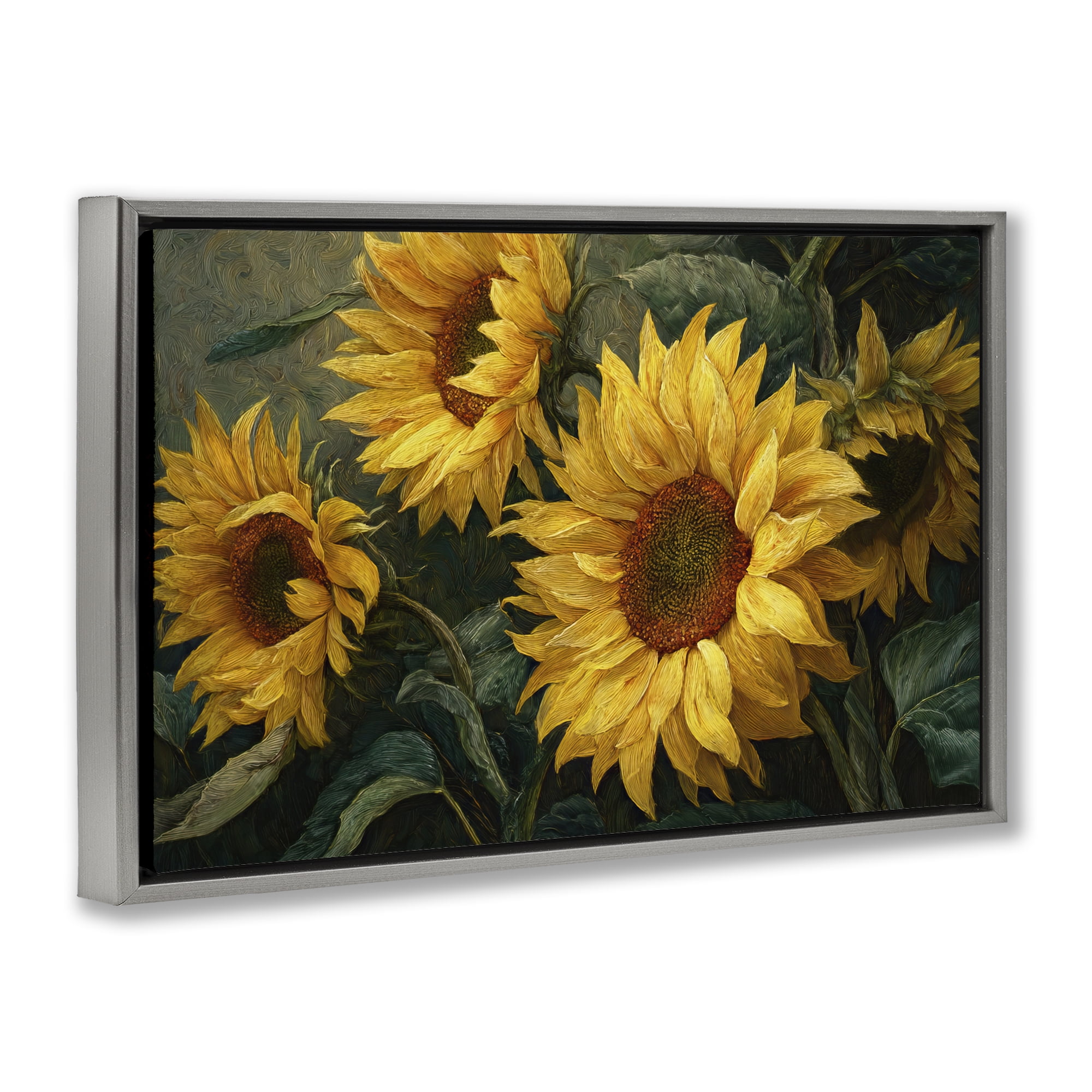 Stupell Industries Sunflowers For The Soul Gray Framed Floater Canvas Wall Art, design by Tina LeCour