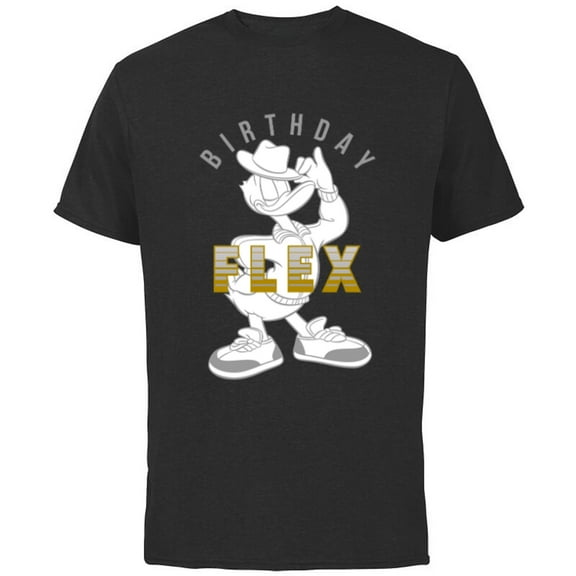 Disney Donald Duck Birthday Flex - Short Sleeve Cotton T-Shirt for Adults - Customized-Black