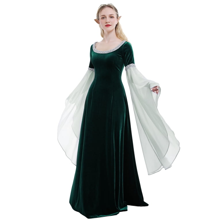 DAIZBELLA Medieval Renaissance Dress Retro Fairy Elf Green Velvet Gown with Chiffon Sleeves, S - Walmart.com DAIZBELLA Medieval Renaissance Dress Retro Fairy Elf Green Velvet Gown with Chiffon Sleeves, S - Walmart.com