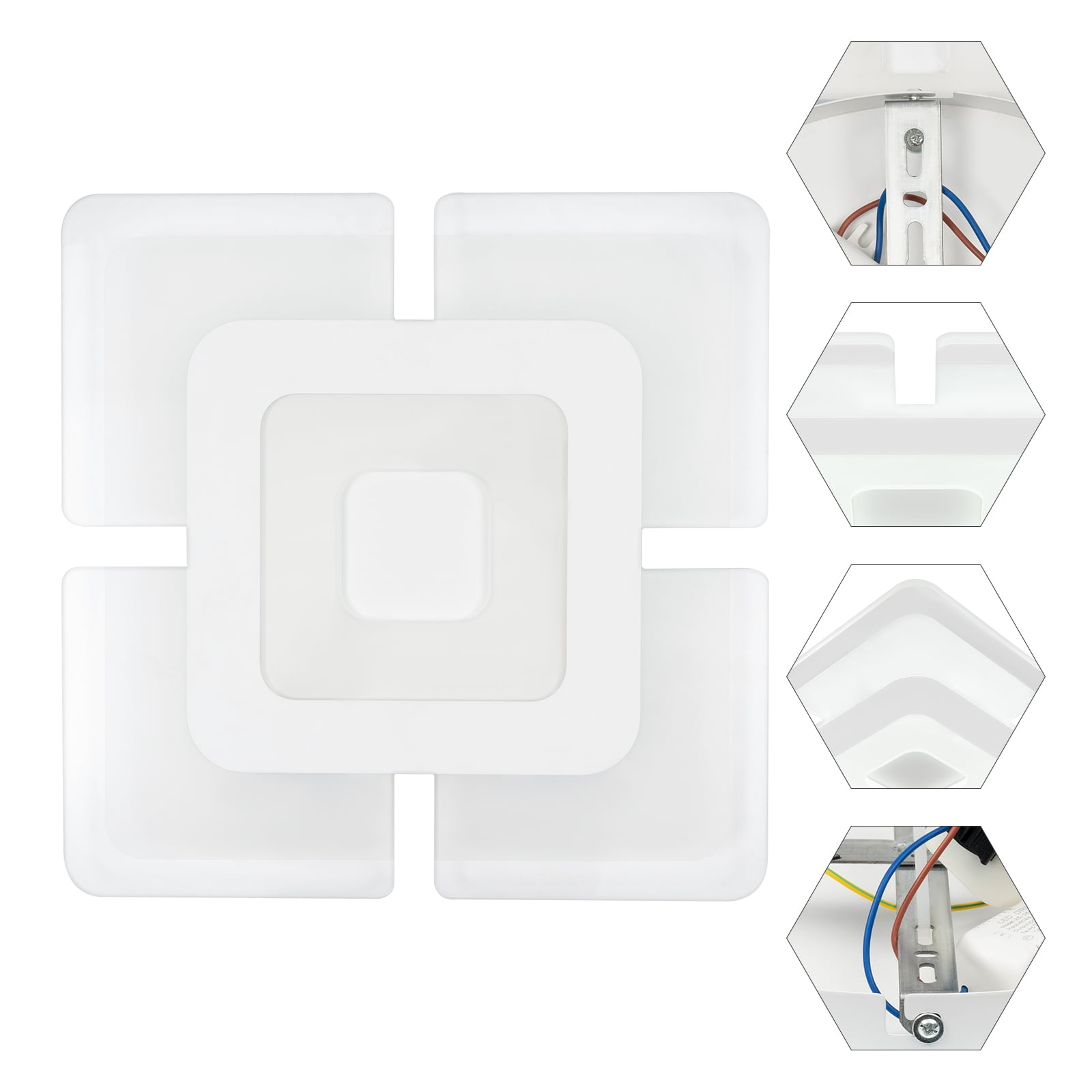 16.5" Modern Square LED Integrated Flush Mount Ceiling Light for Bedroom White