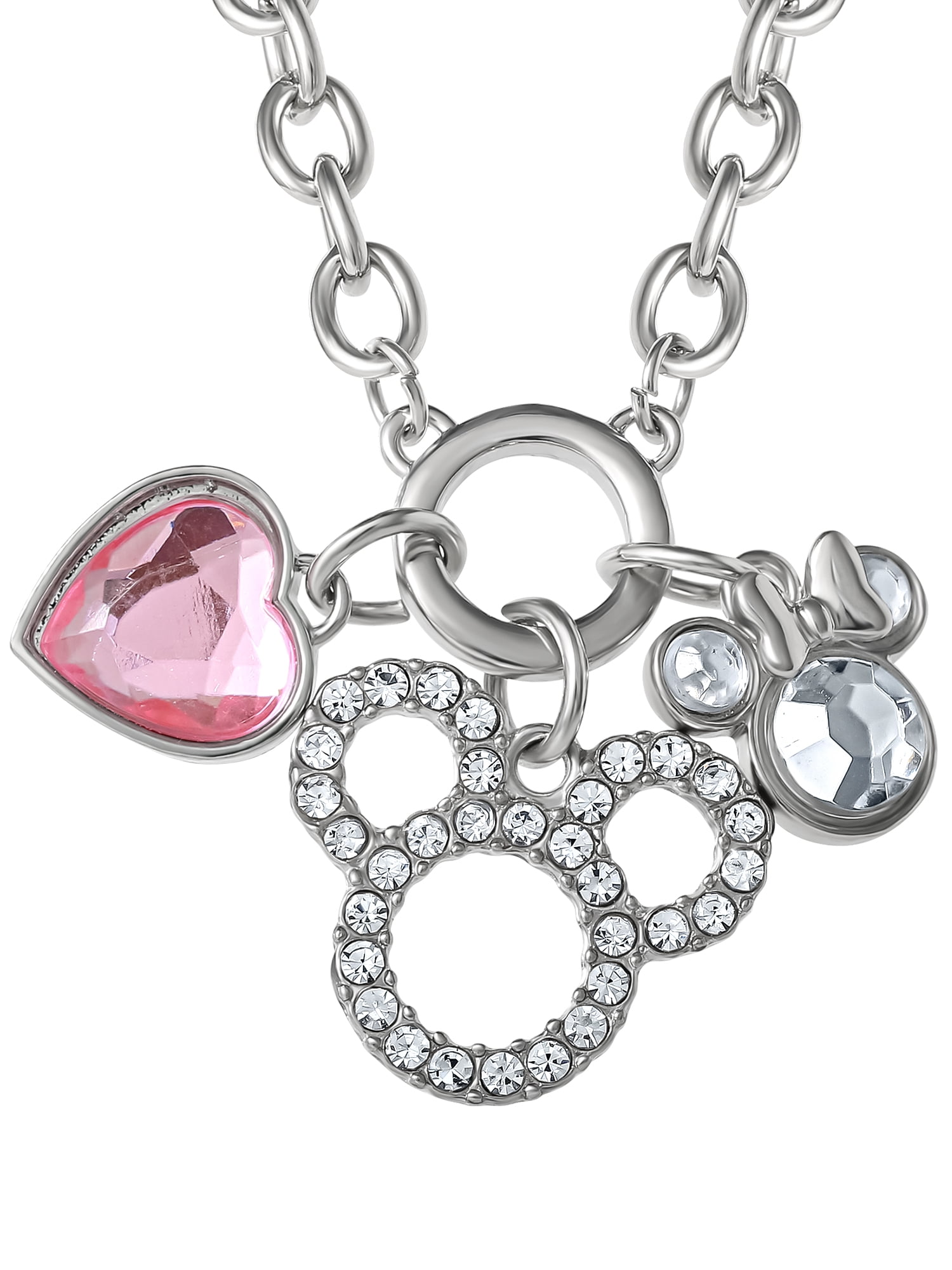 Disney Mickey Mouse & Minnie Mouse Charm Necklace with Adjustable Chain