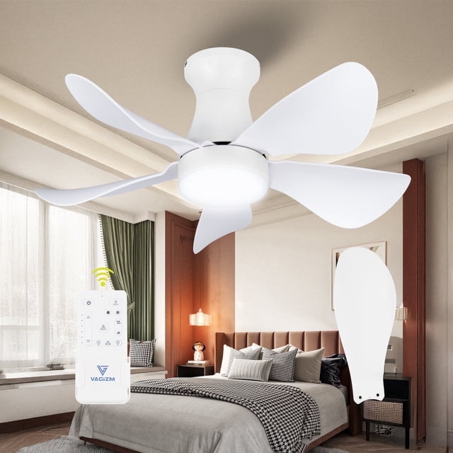 Vagizm Ventilador de Techo de 30 Pulgadas con Luz LED, Montaje Empotrado, Moderno, Interior