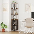 thumbnail image 4 of Gymax 6-Tier Corner Shelf 67'' Tall Corner Bookshelf w/Cabinet & Adjustable Shelf Rustic Brown & White, 4 of 10