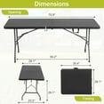 thumbnail image 2 of Folding Table 6 FT Plastic Foldable Table with Portable Carrying Handle for Party Picnic Camping BBQ Dining Kitchen, Black, 2 of 7