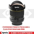 thumbnail image 5 of Opteka 6.5mm f/3.5 HD Aspherical Fisheye Lens for Canon EOS 80D, 77D, 70D, 60D, 60Da, 50D, 7D, T7i, T7s, T7, T6s, T6i, T6, T5i, T5, T4i, T3i, T3, SL2 and SL1 Digital SLR Cameras, 5 of 9