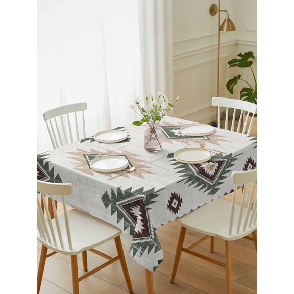 Sage Green Aztec Tablecloth Rectangle Table Cloth 60x84, Waterproof Tablecloth Outdoor Table Cloth, Southwest Boho Ethnic Chic Motifs Washable Table Cover for Kitchen Dinning Party