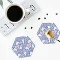 thumbnail image 4 of Yiaed Vintage Easter Print Leather Coasters for Drinks - Cup Coasters Coffee Table Kitchen Table Bar, Home & Office Gifts Handmade Drink Coasters-Hexagon, 4 of 6