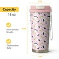 thumbnail image 2 of 18oz Cute Bee Coffee Mug Travel Cups with Lid and Flip Straw, Pink Stainless Steel Insulated Tumbler Water Bottle with Strap, Gifts for Women Animal Lovers, 2 of 6