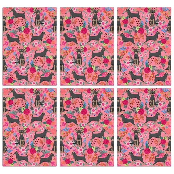 6 Pcs Funny Kitchen Towels,Chihuahua and Flower Florals Microfiber Dish Towels,Kitchen Tea Towels,Kitchen Towel Set (18" X 26")