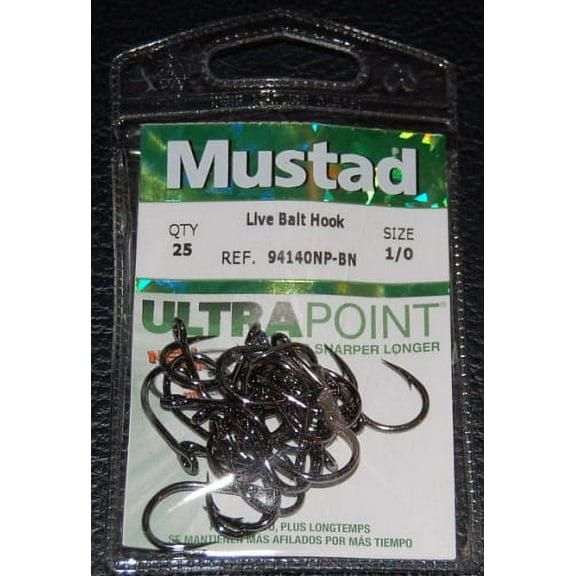 Mustad 94140NP-BN Live Bait Hook 3X Strong - Size 1/0