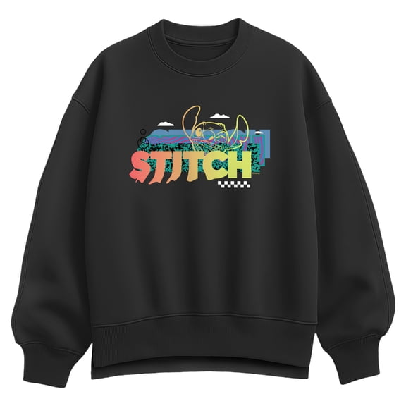 Lilo & Stitch - Stitch 90s Pattern - Women's Oversized Fleece Crew Sweatshirt