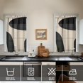 thumbnail image 2 of Modern Abstract Geometric Lines Boho Kitchen Curtains - Vintage Tier Cafe Curtains for Bathroom Living RV Rod Pocket Window Drapes 36 Inch 2 Panels Set 28"x36" Window Treatment Tiers, 2 of 4