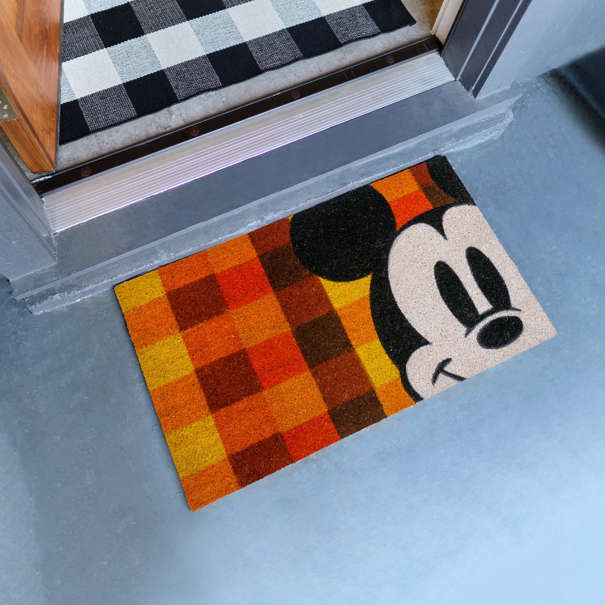 Disney Mickey Mouse Natural Coir Hello Fall Door Mats Set, 18x30 Inches, 2 Pack