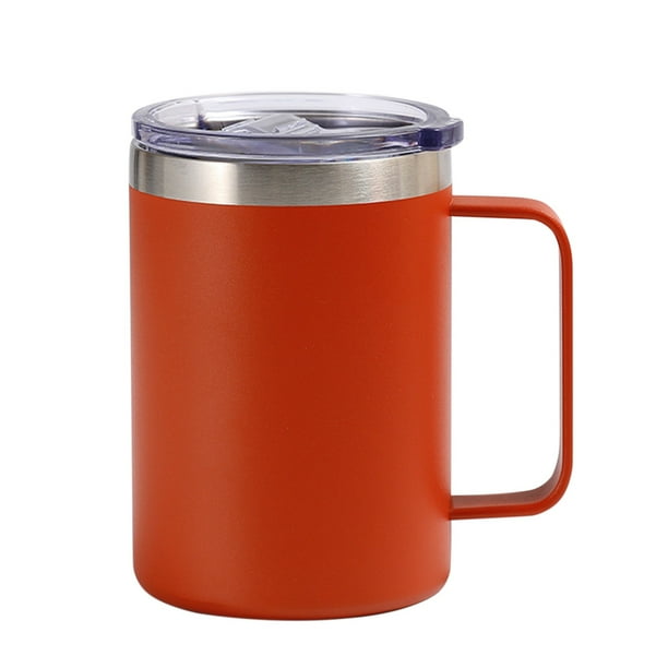 Taza de Café con Tapa Taza de Café de Acero Inoxidable 304 con Aislamiento de Tapa, Asa Portátil Y Cómoda Al Aire Libre, Tazas de Acero Inoxidable Opcionales Calientes Y Frías