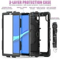 thumbnail image 2 of Dteck Lenovo Tab M10 HD (2nd Gen) 10.1 Inch 2020 Case TB-X306F/TB-X306X 10.1" Case with Built-in Screen Protector, Shockproof Rotatable Kickstand Cover Hand Strap and Shoulder Strap,Black, 2 of 7