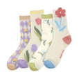 thumbnail image 2 of 4 pares de calcetines para mujer novedad divertidos calcetines de tripulación niñas lindo animal colorido estampado floral tonto Funky Casual calcetines de algodón, 2 of 5