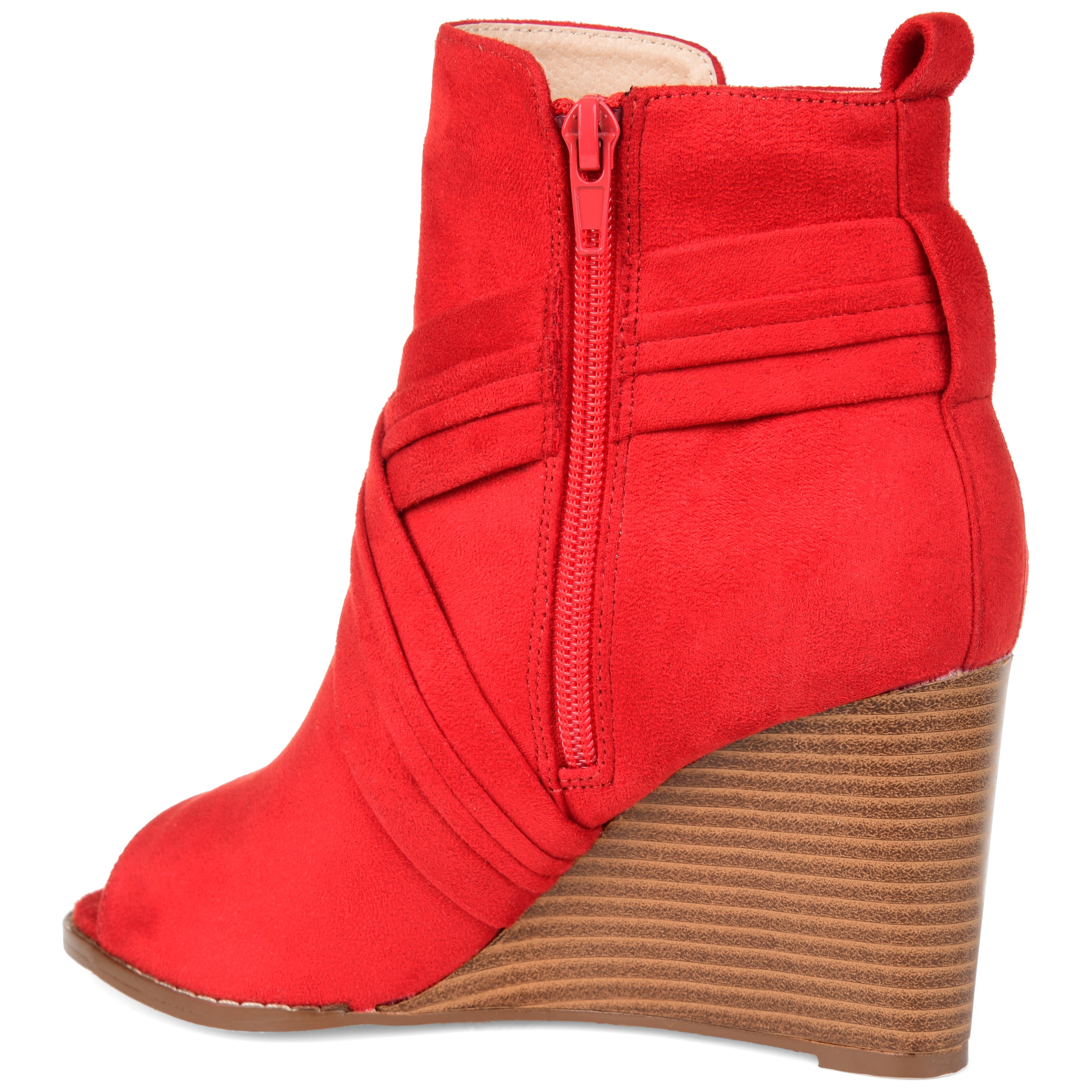 Journee Womens Sabeena Inside Zip Open Toe Wedge Booties