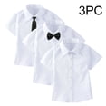 thumbnail image 2 of HAOTAGS Button-Up Shirts for Boys,Collar School Uniform Bow Tie 3PC Shirt Suit Black 2-3, 2 of 8
