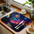 Dish Drying Mat for Kitchen Counter Forest Path Swirling Sky Drying Pad ...