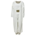 thumbnail image 3 of Voguele Women's Fuzzy 3 Pieces Sweatsuit High Waist Cardigan Outfits Solid Color Lounge Set Fall Fleece Nightwear Sets Skinny White XL, 3 of 3