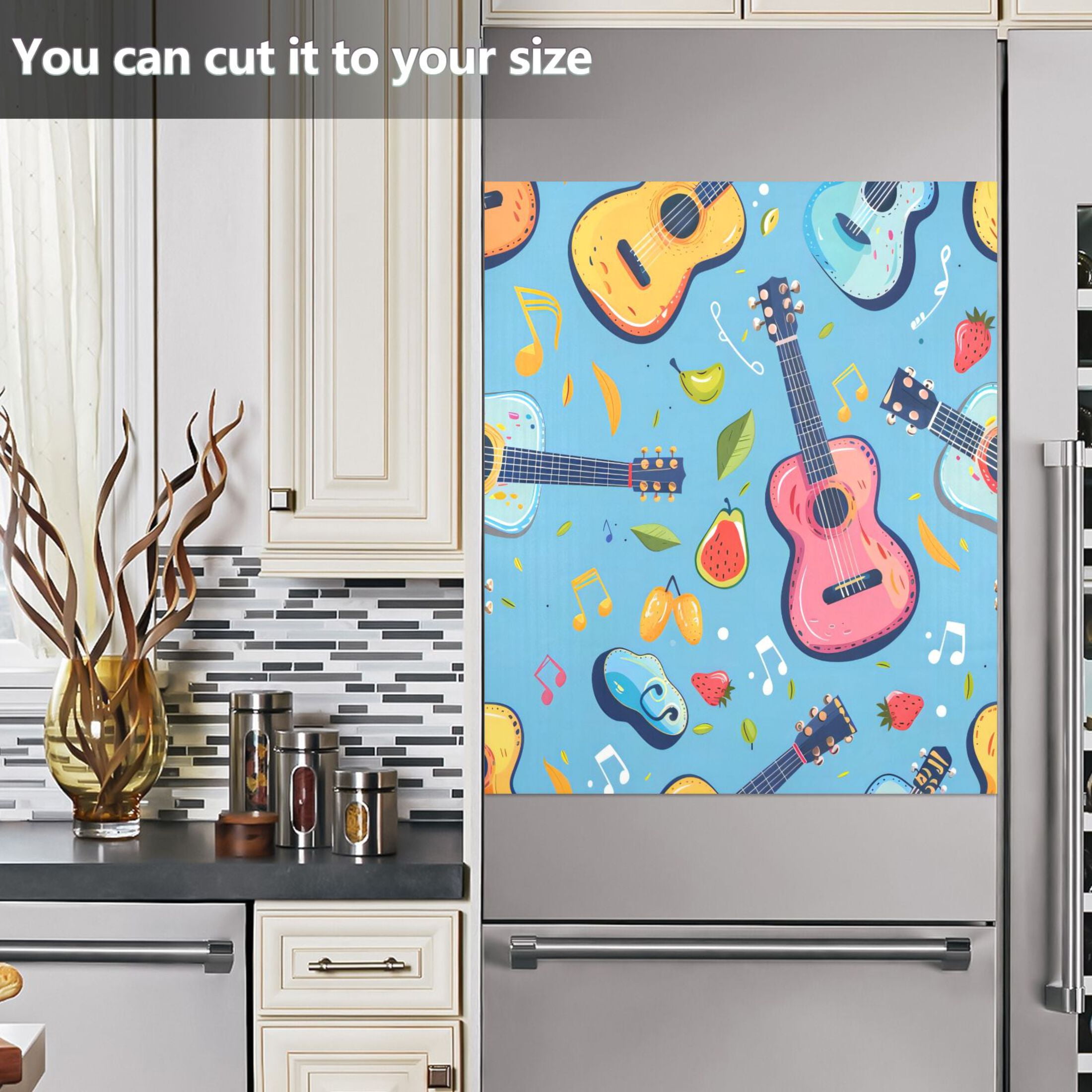 Dishwasher Magnetic Sticker 23x26 Inch Refrigerator Magnetic Sticker Washing Machine Magnetic Sticker Kitchen Panel Magnetic Sticker Home Decor Color Guitar
