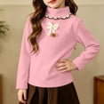 thumbnail image 2 of FAIWAD Girls Mock Neck Tops Long Sleeve Fleece Shirts with Bow Soft Warm School Daily Clothes, 2 of 9
