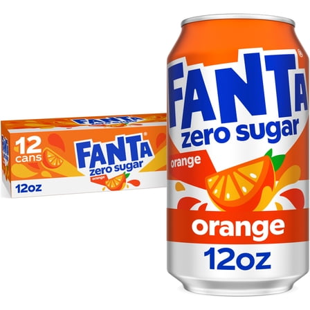 Fanta Zero Sugar Orange Soda Pop Fridge Pack Cans, 12 fl oz, 12 pack