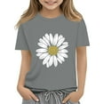 thumbnail image 2 of WOYY Little Girls Sunflower Print Short Sleeve T-Shirt Summer Casual T Shirt, Sizes 3-13, 2 of 6