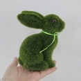 thumbnail image 4 of Tyidzon Easter Bunny Figurine - 6.1 Inch Flocked Moss Bunny Statue for Tabletop, Green Easter Decorations for Spring Home Decor Gifts, 4 of 7