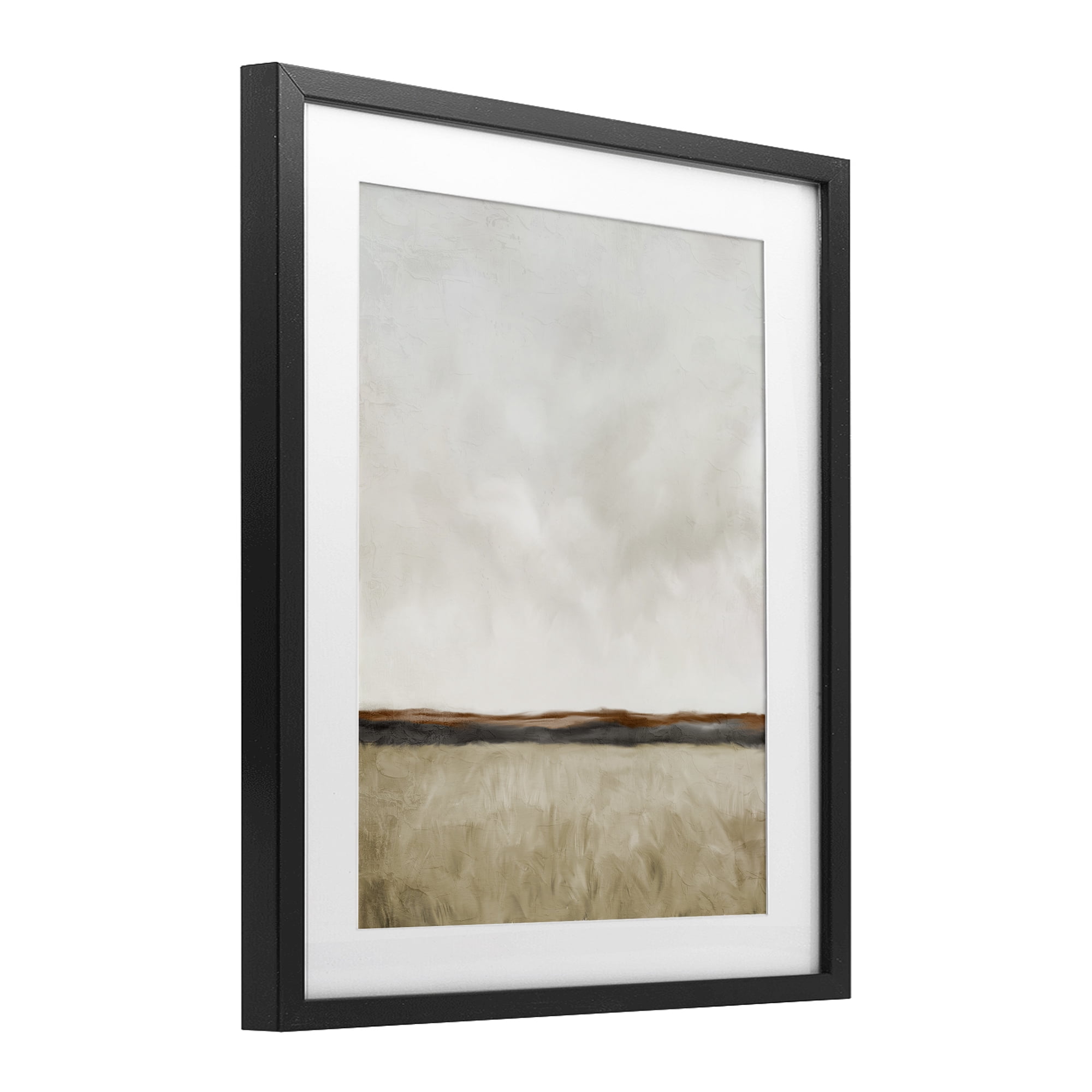 Stupell Industries Distant View in Neutrals Black Framed Print Under Glass, design by Kim Allen