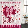 thumbnail image 2 of Happy Valentine's Day Bathroom Shower Curtains with 12 Hooks Polyester Waterproof Shower Curtain for Stalls and Bathtubs Beige Love Hearts Romantic Decorative Bathroom Privacy Curtain 66x72 Inches, 2 of 9