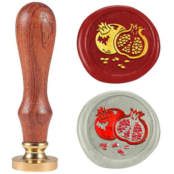 Pomegranate 1" Wax Seal Stamp with Removable Brass Head and Wooden Handle for Envelope Letter Gift Wrapping and Decor