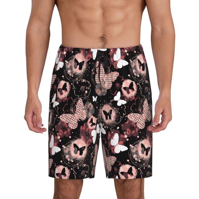 Fotbe Butterflies1 Pantalones Cortos de Pijama para Hombre, Ropa de Dormir, Pantalones de Pijama Cortos para Hombre-X-Large