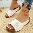 thumbnail image 5 of Fnooota Womens Comfort Sandals, Vacation Casual Open Toe Slip On Wedge Sandals White Size 6.5, 5 of 6