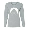 thumbnail image 2 of Wild Bobby, Office Dwight Glasses Face Silhouette Funny Schrute, Pop Culture, Women Graphic Long Sleeve Tee, Heather Grey, Large, 2 of 4