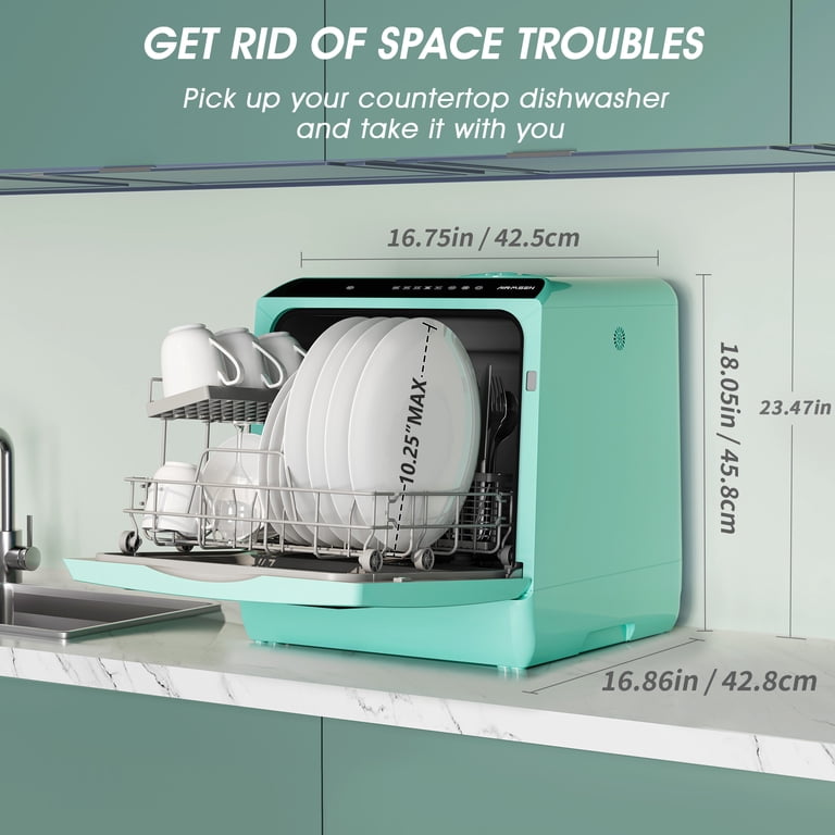 AIRMSEN Portable Countertop Dishwasher, 5L Built-in Water Tank,
