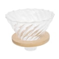 thumbnail image 5 of Xirurus Pour Over Coffee Dripper Cone Filter Cup Glass Maker Accessories with Wood Base Home Office Use Reusable Clear 4.7 Inches / 12 cm V60 Style Ribbed Funnel, 5 of 9