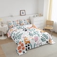 thumbnail image 3 of Kawaii Giraffe Comforter Set,Cartoon Giraffe Bedding Set Full,Cute Love Heart Leaves Flowers Comforter Set ,Paw Print Animal Quilt Duvet Insert with 2 Pillow Cases, 3 of 6