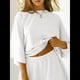 thumbnail image 4 of Conjuntos de Pijama para Mujer, Blusas Extragrandes de 3/4 y Pantalones Cortos con Cintura Elástica, Conjuntos de Estar por Casa. L, 4 of 10